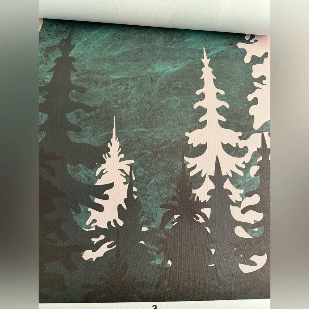 HLNIUC  Forest Mural Wallpaper, Woodland Wall Mural, Dark Green Pine Trees Mural